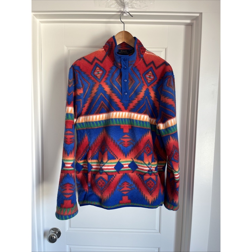 Polo Ralph Lauren Men Colorful Aztec Southwestern Beacon Fleece Sweatshirt M - Picture 2 of 16